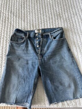 Agolde Light Blue Button-Fly Denim Shorts